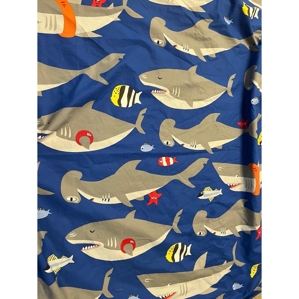 Pottery‎ Barn Kids Twin Duvet Cover Shark Fish Ocean Blue Organic Cotton